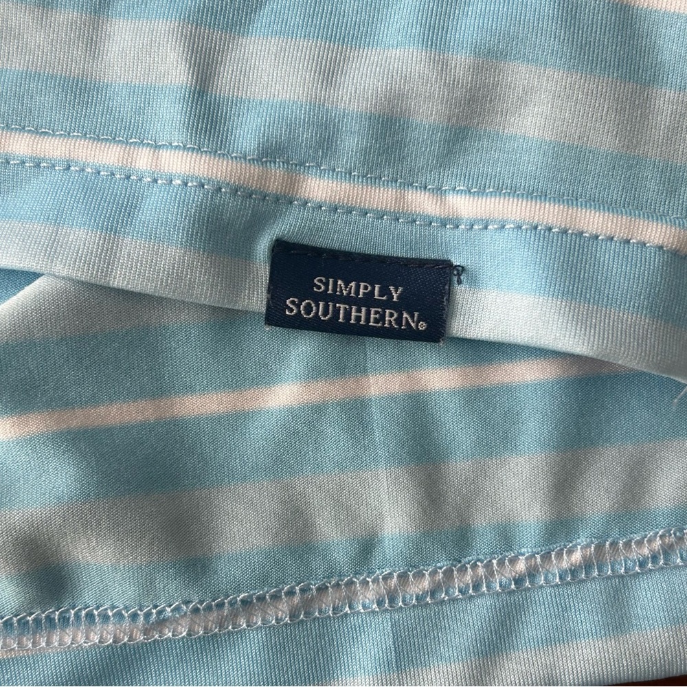 Simply Southern light blue striped lightweight performance polo shirt - Picture 6 of 8